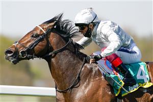 ESHER, ENGLAND - APRIL 23: Frankie Dettori riding Palace Pier win The bet365 Mile at Sandown Park Racecourse on April 23, 2021 in Esher, England. Sporting venues around the UK remain under restrictions due to the Coronavirus Pandemic. Only owners are allowed to attend the meeting but the public must wait until further restrictions are lifted. (Photo by Alan Crowhurst/Getty Images)