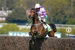 ESHER, ENGLAND - APRIL 24: Bryony Frost riding Greaneteen clear the last to win The bet365 Celebration Chase at Sandown Park Racecourse on April 24, 2021 in Esher, England. Sporting venues around the UK remain under restrictions due to the Coronavirus Pandemic. Only owners are allowed to attend the meeting but the public must wait until further restrictions are lifted. (Photo by Alan Crowhurst/Getty Images)