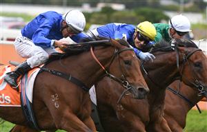 MELBOURNE, AUSTRALIA - APRIL 24: Laura Lafferty riding Intrepidacious winning Race 4, the L. U. Simon Builders Handicap, during Melbourne Racing at Caulfield Racecourse on April 24, 2021 in Melbourne, Australia. (Photo by Vince Caligiuri/Getty Images)