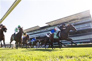 SYDNEY, AUSTRALIA - APRIL 24: Josh Parr on Splintex wins race 5 the TAB Hall Mark Stakes during Sydney Racing at Royal Randwick Racecourse on April 24, 2021 in Sydney, Australia. (Photo by Jenny Evans/Getty Images)