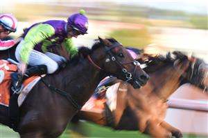 MELBOURNE, AUSTRALIA - APRIL 24: Beau Mertens riding Mr Exclusive winning Race 9, the Dexion Victoria Handicap, during Melbourne Racing at Caulfield Racecourse on April 24, 2021 in Melbourne, Australia. (Photo by Vince Caligiuri/Getty Images)
