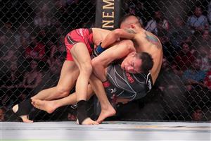 JACKSONVILLE, FL - APRIL 24: Aoriqileng of China (L) grapples with Jeffrey Molina of the United States during UFC 261 at VyStar Veterans Memorial Arena on April 24, 2021 in Jacksonville, Florida. (Getty Images)