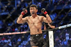 JACKSONVILLE, FL - APRIL 24: Danaa Batgerel of Mongolia celebrates his first round victory over Kevin Natividad of United States during UFC 261 at VyStar Veterans Memorial Arena on April 24, 2021 in Jacksonville, Florida. (Getty Images)