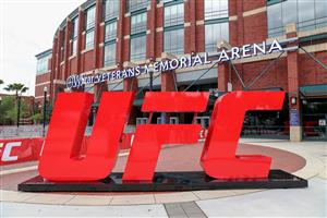 JACKSONVILLE, FL - APRIL 24: UCF signage welcomes fans to UFC 261 at VyStar Veterans Memorial Arena on April 24, 2021 in Jacksonville, Florida. (Getty Images)
