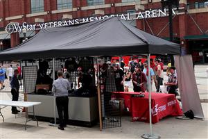 JACKSONVILLE, FL - APRIL 24: The UCF 261 fan zone sells merchandise to fans outside VyStar Veterans Memorial Arena on April 24, 2021 in Jacksonville, Florida. (Getty Images)