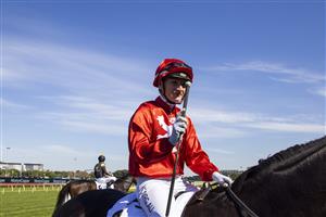 SYDNEY, AUSTRALIA - APRIL 24: Jamie Kah (red) on All Hallows's Eve wins race 2 the Mostyn Copper JHB Carr Stakes during Sydney Racing at Royal Randwick Racecourse on April 24, 2021 in Sydney, Australia. (/Getty)