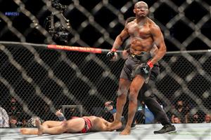 JACKSONVILLE, FL - APRIL 25: Kamaru Usman of Nigeria celebrates his victory over Jorge Masvidal of the United States during the Welterweight Title bout of UFC 261 at VyStar Veterans Memorial Arena on April 25, 2021 in Jacksonville, Florida. (Getty Images)
