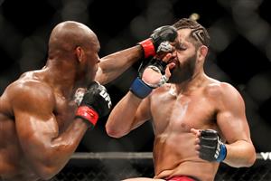 JACKSONVILLE, FL - APRIL 25: Kamaru Usman of Nigeria punches Jorge Masvidal of the United States during the Welterweight Title bout of UFC 261 at VyStar Veterans Memorial Arena on April 25, 2021 in Jacksonville, Florida. (Getty Images)