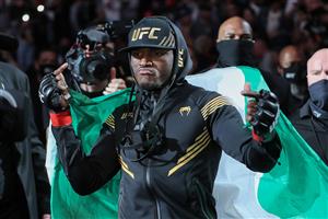 JACKSONVILLE, FL - APRIL 25: Kamaru Usman of Nigeria walk out during introductions to fight Jorge Masvidal of the United States during the Welterweight Title bout of UFC 261 at VyStar Veterans Memorial Arena on April 25, 2021 in Jacksonville, Florida. (Getty Images)