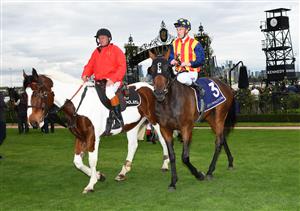 MELBOURNE, AUSTRALIA - APRIL 25: Mark Zahra after riding Through Irish Eyes to win race 6, the Vrc St Leger, during Anzac Day Race Day at Flemington Racecourse on April 25, 2021 in Melbourne, Australia. (Photo by Vince Caligiuri/Getty Images)