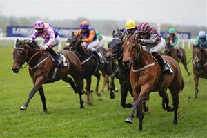 ASCOT, ENGLAND - APRIL 28: Saffie Osborne riding Pettochside (R) win The Great Racing Welfare Cycle Handicap at Ascot Racecourse on April 28, 2021 in Ascot, England. Sporting venues around the UK remain under restrictions due to the Coronavirus Pandemic. Only owners are allowed to attend the meeting but the public must wait until further restrictions are lifted. (Photo by Alan Crowhurst/Getty Images)