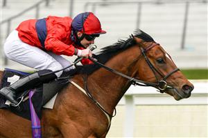 ASCOT, ENGLAND - APRIL 28: Charles Bishop riding Chipotle (red) win The Royal Ascot Two-Year-Old Trial Conditions Stakes at Ascot Racecourse on April 28, 2021 in Ascot, England. Sporting venues around the UK remain under restrictions due to the Coronavirus Pandemic. Only owners are allowed to attend the meeting but the public must wait until further restrictions are lifted. (Photo by Alan Crowhurst/Getty Images)