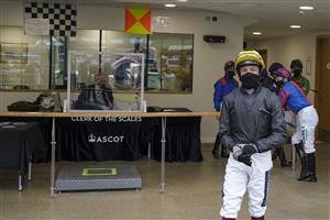 ASCOT, ENGLAND - APRIL 28: Frankie Dettori leaves the weighing room before riding Stradivarius to win The Longines Sagaro Stakes at Ascot Racecourse on April 28, 2021 in Ascot, England. Sporting venues around the UK remain under restrictions due to the Coronavirus Pandemic. Only owners are allowed to attend the meeting but the public must wait until further restrictions are lifted. (Photo by Alan Crowhurst/Getty Images)