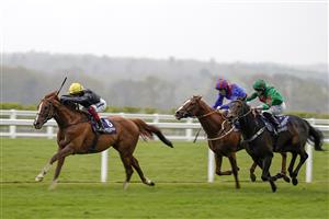 ASCOT, ENGLAND - APRIL 28: Frankie Dettori riding Stradivarius win The Longines Sagaro Stakes at Ascot Racecourse on April 28, 2021 in Ascot, England. Sporting venues around the UK remain under restrictions due to the Coronavirus Pandemic. Only owners are allowed to attend the meeting but the public must wait until further restrictions are lifted. (Photo by Alan Crowhurst/Getty Images)