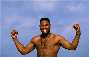 1992: Portrait of WBC Heavyweight Champion boxer Lennox Lewis of Great Britain in Jamaica. (Getty Images)