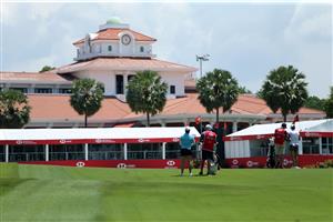 SINGAPORE, SINGAPORE - APRIL 29: Xiyu Lin of China is seen on the 18th green during the first round of the HSBC Women's World Championship at Sentosa Golf Club on April 29, 2021 in Singapore. (Getty Images)