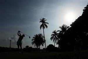 SINGAPORE, SINGAPORE - APRIL 30: In Kyung Kim of South Korea plays her shot from the 13th tee during the second round of the HSBC Women's World Championship at Sentosa Golf Club on April 30, 2021 in Singapore. (Getty Images)