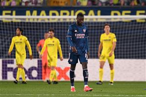 Arsenal's French-born Ivorian midfielder Nicolas Pepe reacts during the Europa League semi-final first leg football match between Villarreal and Arsenal at the Ceramica stadium in Vila-real on April 29, 2021. (Getty Images)