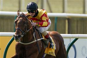 NEWMARKET, ENGLAND - MAY 01: Franny Norton riding Sir Ron Priestley win The Betfair Exchange Jockey Club Stakes at Newmarket Racecourse on May 01, 2021 in Newmarket, England. Only owners are allowed to attend the meeting but the public must wait until further restrictions are lifted. (Photo by Alan Crowhurst/Getty Images)