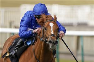 NEWMARKET, ENGLAND - MAY 01: William Buick riding Creative Force win The Read Ryan Moore On Betting Betfair Handicap at Newmarket Racecourse on May 01, 2021 in Newmarket, England. Only owners are allowed to attend the meeting but the public must wait until further restrictions are lifted. (Photo by Alan Crowhurst/Getty Images)