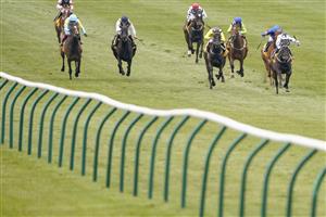 NEWMARKET, ENGLAND - MAY 02: Ben Curtis riding Mystery Angel (R, white) win The Betfair Pretty Polly Stakes at Newmarket Racecourse on May 02, 2021 in Newmarket, England. Only owners are allowed to attend the meeting but the public must wait until further restrictions are lifted. (Photo by Alan Crowhurst/Getty Images)