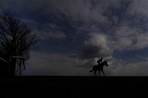 NEWMARKET, ENGLAND - MAY 02: A general view as runners ease down after finishing The at Newmarket Racecourse on May 02, 2021 in Newmarket, England. Only owners are allowed to attend the meeting but the public must wait until further restrictions are lifted. (Photo by Alan Crowhurst/Getty Images)Betfair British EBF Maiden Stakes