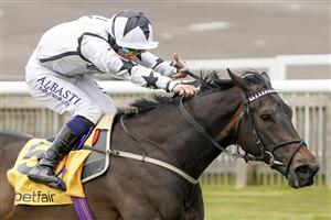 NEWMARKET, ENGLAND - MAY 02: Ben Curtis riding Mystery Angel win The Betfair Pretty Polly Stakes at Newmarket Racecourse on May 02, 2021 in Newmarket, England. Only owners are allowed to attend the meeting but the public must wait until further restrictions are lifted. (Photo by Alan Crowhurst/Getty Images)