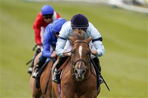 NEWMARKET, ENGLAND - MAY 02: Tom Marquand riding Parachute win The Betfair Weighed In Podcast Handicap at Newmarket Racecourse on May 02, 2021 in Newmarket, England. Only owners are allowed to attend the meeting but the public must wait until further restrictions are lifted. (Photo by Alan Crowhurst/Getty Images)