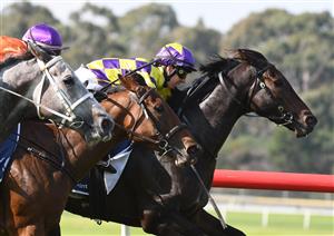 MELBOURNE, AUSTRALIA - MAY 01: Carleen Hefel riding Altai Ranger winning Race 3, the Ive Print Handicap, during Melbourne Racing at Sandown Hillside on May 01, 2021 in Melbourne, Australia. (Photo by Vince Caligiuri/Getty Images)