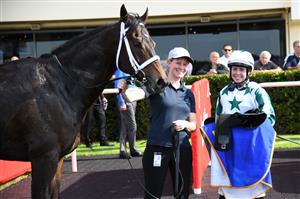 MELBOURNE, AUSTRALIA - MAY 01: Alexandra Bryan after riding Whipcracker Way to win Race 2, the Clanbrooke Racing Handicap, during Melbourne Racing at Sandown Hillside on May 01, 2021 in Melbourne, Australia. (Photo by Vince Caligiuri/Getty Images)