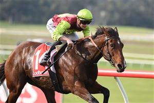 MELBOURNE, AUSTRALIA - MAY 01: Teodore Nugent riding Bons Abroad winning race 6, the Ladbrokes Punter Assist Handicap, during Melbourne Racing at Sandown Hillside on May 01, 2021 in Melbourne, Australia. (Photo by Vince Caligiuri/Getty Images)