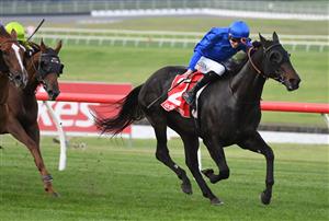 MELBOURNE, AUSTRALIA - MAY 01: Ben Allen riding Valaquenta winning Race 9, the Ladbrokes Easy Form Handicap, during Melbourne Racing at Sandown Hillside on May 01, 2021 in Melbourne, Australia. (Photo by Vince Caligiuri/Getty Images)