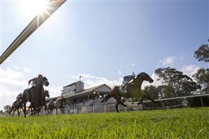 SYDNEY, AUSTRALIA - MAY 01: Joshua Parr (blue) on Steely wins race 2 the Blakes Marine Benchmark 78 Handicap during Hawkesbury Cup Race Day at Hawkesbury Race Club on May 01, 2021 in Sydney, Australia. (Photo by Jenny Evans/Getty Images)
