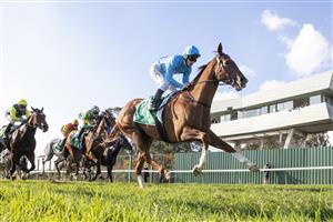 SYDNEY, AUSTRALIA - MAY 01: Tim Clark on Embracer wins race 6 the Hawkesbury XXXX Gold Rush during Hawkesbury Cup Race Day at Hawkesbury Race Club on May 01, 2021 in Sydney, Australia. (Photo by Jenny Evans/Getty Images)