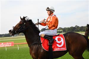 MELBOURNE, AUSTRALIA - MAY 01: Will Price riding Electric Belle after winning Race 7, the Ladbrokes Same Race Multi Handicap, during Melbourne Racing at Sandown Hillside on May 01, 2021 in Melbourne, Australia. (Photo by Vince Caligiuri/Getty Images)