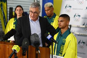 GOLD COAST, AUSTRALIA - MAY 04: Australian Olympic Team Chef de Mission Ian Chesterman and Alex Winwood speak to media after the announcement of the Australian boxing squad for the 2020 Tokyo Olympic Games, at Gold COast PCYC on May 04, 2021 in Gold Coast, Australia. (Getty Images)