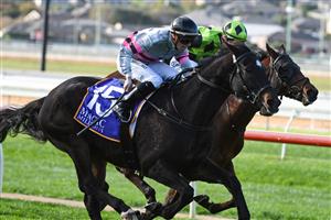 WARRNAMBOOL, AUSTRALIA - MAY 04: Will Price riding Patch Adams winning race 8, the Magic Millions National Sale Handicap, on Brierly Day during the Warrnambool Jumps Carnival at Warrnambool Racing Club on May 04, 2021 in Warrnambool, Australia. (Photo by Vince Caligiuri/Getty Images)