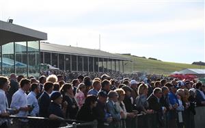 WARRNAMBOOL, AUSTRALIA - MAY 06: General view of racegoers on Grand Annual Day during the Warrnambool Jumps Carnival at Warrnambool Racing Club on May 06, 2021 in Warrnambool, Australia. (Photo by Vince Caligiuri/Getty Images)