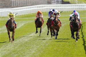 CHESTER, ENGLAND - MAY 06: Andrea Atzeni riding El Drama (L, yellow) win The tote+ Biggest Dividends At tote.co.uk Dee Stakes at Chester Racecourse on May 06, 2021 in Chester, England. Only owners are allowed to attend the meeting but the public must wait until further restrictions are lifted. (Photo by Alan Crowhurst/Getty Images)