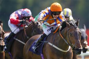 CHESTER, ENGLAND - MAY 06: Jason Hart riding Jabbarockie (orange) win The Satchell Moran Solicitors Business Interruption Claims Handicap at Chester Racecourse on May 06, 2021 in Chester, England. Only owners are allowed to attend the meeting but the public must wait until further restrictions are lifted. (Photo by Alan Crowhurst/Getty Images)