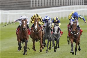 CHESTER, ENGLAND - MAY 06: Ryan Moore riding Japan (L) win The tote+ Pays You More At tote.co.uk Ormonde Stakes at Chester Racecourse on May 06, 2021 in Chester, England. Only owners are allowed to attend the meeting but the public must wait until further restrictions are lifted. (Photo by Alan Crowhurst/Getty Images)