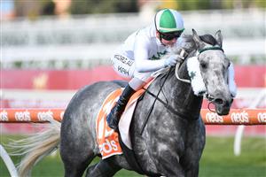 MELBOURNE, AUSTRALIA - MAY 08: Jamie Kah riding Excelman winning Race 2, the Emerald Hill Mission Handicap during Melbourne Racing at Caulfield Racecourse on May 08, 2021 in Melbourne, Australia. (Getty)