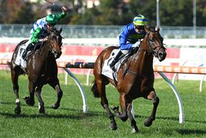 MELBOURNE, AUSTRALIA - MAY 08: Jamie Kah riding Generation winning Race 1, the Lamaro's South Melbourne Handicap during Melbourne Racing at Caulfield Racecourse on May 08, 2021 in Melbourne, Australia. (Getty)