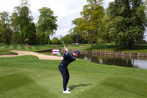 SUTTON COLDFIELD, ENGLAND - MAY 11: Danny Willett of England plays an approach shot on the tenth as he plays a practice round during previews ahead of The Betfred British Masters hosted by Danny Willett at The Belfry on May 11, 2021 in Sutton Coldfield, England. (Getty Images)