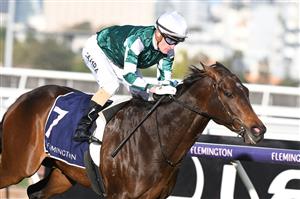 MELBOURNE, AUSTRALIA - MAY 15: Mark Zahra riding Yulong January winning Race 8, the Congratulations Arhof Inductees, during Melbourne Racing at Flemington Racecourse on May 15, 2021 in Melbourne, Australia. (Photo by Vince Caligiuri/Getty Images)