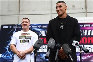 BRISBANE, AUSTRALIA - MAY 19: Paul Gallen and Justis Huni speak to media during a media opportunity at Suncorp Stadium on May 19, 2021 in Brisbane, Australia. (Getty Images)