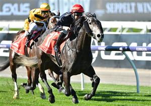 MELBOURNE, AUSTRALIA - MAY 22: Carleen Hefel riding Standoff winning Race 1, the The Blueant X5 Party Speaker Plate, during Melbourne Racing at Flemington Racecourse on May 22, 2021 in Melbourne, Australia. (Photo by Vince Caligiuri/Getty Images)