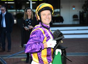 MELBOURNE, AUSTRALIA - MAY 22: Brett Prebble after riding Mongolian Marshal to win Race 2, the Tab Supports National Jockeys Trust, during Melbourne Racing at Flemington Racecourse on May 22, 2021 in Melbourne, Australia. (Photo by Vince Caligiuri/Getty Images)