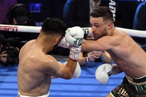 LAS VEGAS, NEVADA - MAY 22: Josh Taylor (R) and Jose Ramirez battle during their junior welterweight world unification title fight at Virgin Hotels Las Vegas on May 22, 2021 in Las Vegas, Nevada. Taylor won by unanimous decision. (Getty Images)