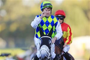 SYDNEY, AUSTRALIA - MAY 22: Tommy Berry on Polly Grey returns to scale after winning race 7 the Lord Mayors Cup during Sydney Racing at Rosehill Gardens on May 22, 2021 in Sydney, Australia. (Photo by Mark Evans/Getty Images)